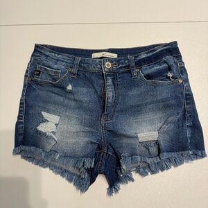 KanCan Distressed Dark Blue Denim Jean Shorts